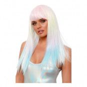 Pastell Lång Deluxe Peruk UV med Glitter - One size