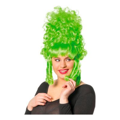 Peggy Neongrön Lockig Hög Peruk - One size