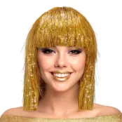 Peruk Guld Glittrig - One size