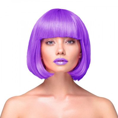 Peruk Kort Rakt Hår - Lila