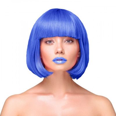 Peruk Kort Rakt Hår - Mörkblå