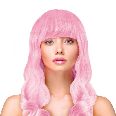 Peruk Långt Vågigt Hår - Ljusrosa