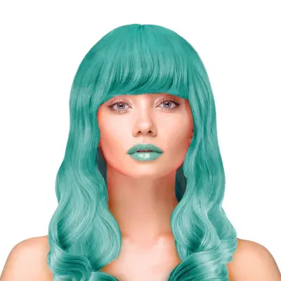 Peruk Långt Vågigt Hår - Turkos