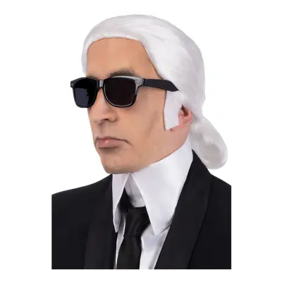 Peruk Vit med Hästsvans - One size