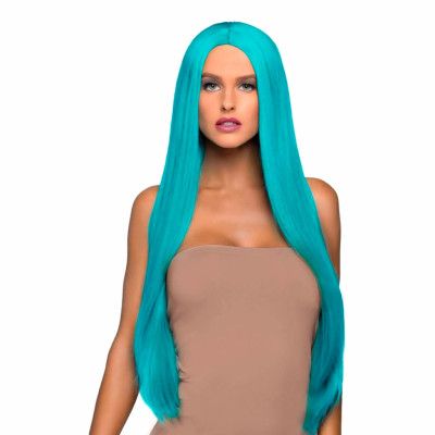 Superlång UV Neonturkos Deluxe Peruk - One size