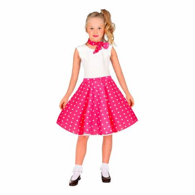 50-tals Kjol med Scarf Rosa för Barn - One size