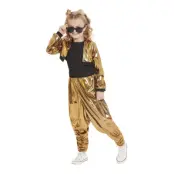 80-tals Disco Queen Guld Barn Maskeraddräkt - Large