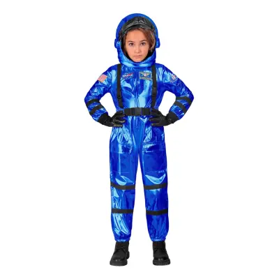 Astronaut Blå Metallic Barn Maskeraddräkt - X-Large