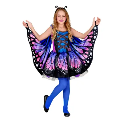 Blå/Rosa Fjäril Barn Maskeraddräkt - X-Small