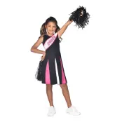 Cheerleader Svart/Rosa Barn Maskeraddräkt - Small