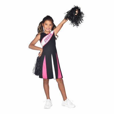 Cheerleader Svart/Rosa Barn Maskeraddräkt - X-Small