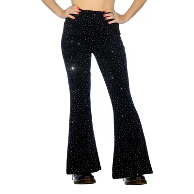 Discobyxor Utsvängda Glitter Svart för Barn - 128/140