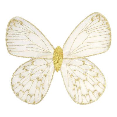 Fjärilsvingar Vit/Guld Barn - One size