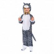 Grå Katt Onesie Barn Maskeraddräkt - Large