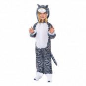 Grå Katt Onesie Barn Maskeraddräkt - X-Small