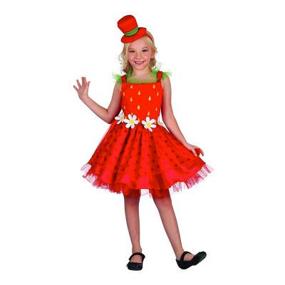 Jordgubbe Klänning Barn Maskeraddräkt - Small