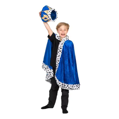 Kungamantel Blå Sammet för Barn - One size