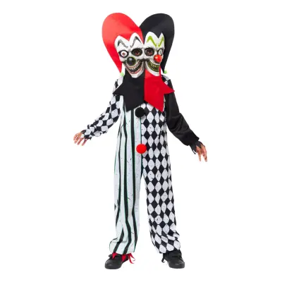 Läskig Two-Face Gycklare Barn Maskeraddräkt - Small