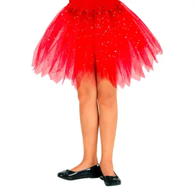 Tyllkjol Barn Glittrande Röd - One size