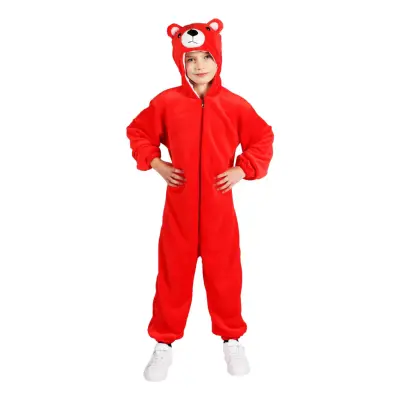 Onesie Röd Björn Barn Maskeraddräkt - Medium