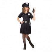 Polisklänning Svart Barn Maskeraddräkt - Small