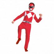 Power Ranger Röd Budget Barn Maskeraddräkt - Medium
