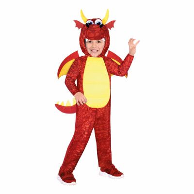 Röd Drake Barn Maskeraddräkt - X-Small