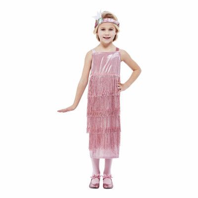Rosa Flapper Klänning Barn Maskeraddräkt - Small