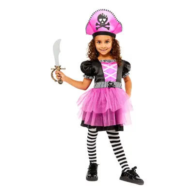 Rosa Sjökaptensklänning Barn Maskeraddräkt - X-Small