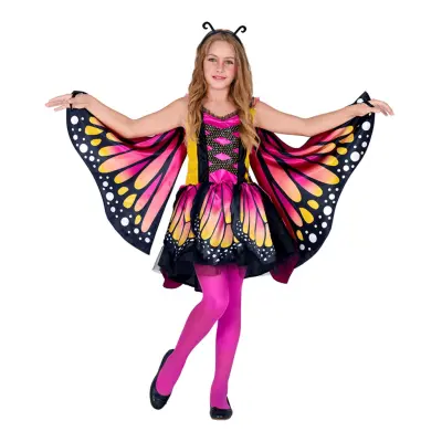 Rosa/Gul Fjäril Barn Maskeraddräkt - X-Small