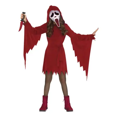 Scream Ghost Face Röd Barn Maskeraddräkt - Large