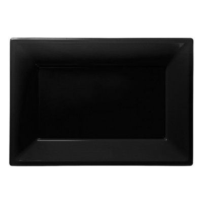Serveringsfat i Plast Rektangel Svart - 3-pack