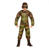 Soldat med Muskler Barn Maskeraddräkt - Small