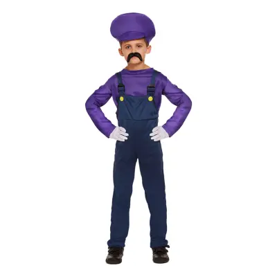 Super Rörmokare Lila Barn Maskeraddräkt - Medium