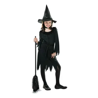 Svart Häxa Barn Maskeraddräkt - Medium