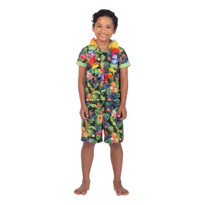 Svart Hawaiiset Barn Maskeraddräkt - Large
