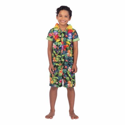 Svart Hawaiiset Barn Maskeraddräkt - X-Large
