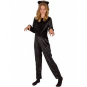 Svart Katt Jumpsuit Kostym till Barn