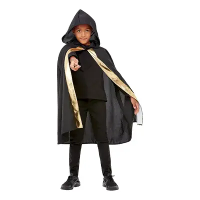 Svart/Guld Trollkarlscape för Barn - One size