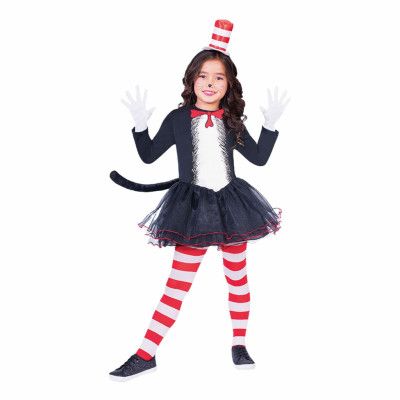 Katten i Hatten Klänning Barn Maskeraddräkt - Large