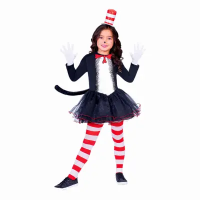 Katten i Hatten Klänning Barn Maskeraddräkt - Small