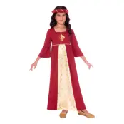 Tudor Prinsessa Röd Barn Maskeraddräkt - Large