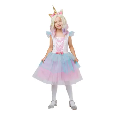 Unicorn Klänning Barn Maskeraddräkt - Medium
