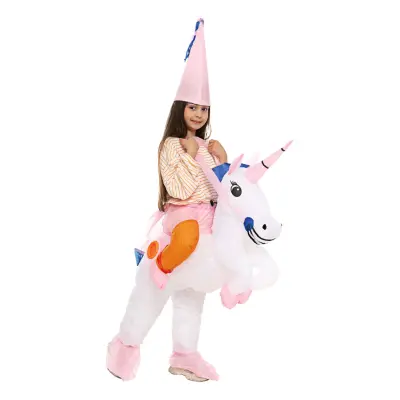 Uppblåsbar Ridande Unicorn Barn Maskeraddräkt - One size