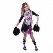 Zombie Cheerleader Svart/Lila Barn Maskeraddräkt - Large