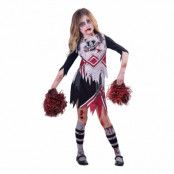 Zombie Cheerleader Svart/Röd Barn Maskeraddräkt - X-Large