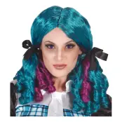 Docka Blå/Lila Peruk med Skruvlockar