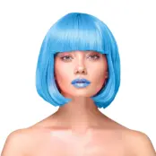 Peruk Kort Rakt Hår - Blå