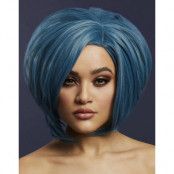 Savanna Deluxe Wig - Kan Styles! - Blå Peruk med Asymmetrisk Bob-Frisyr