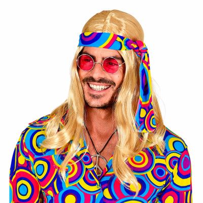 70-tals Blond Lång Peruk med Pannband - One size